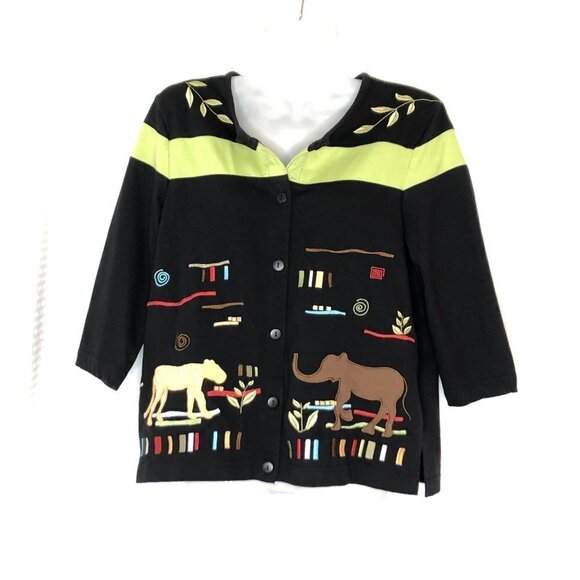 Onque Casual Safari Boxy Crop Jacket Tiger Elephant - Picture 1 of 13